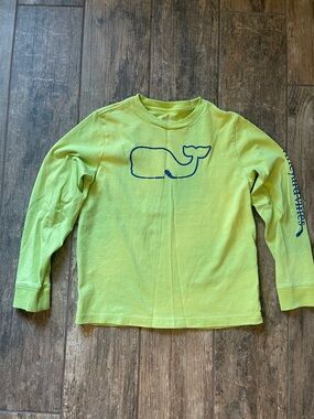 Vineyard Vines Neon Lime Whale Long Sleeve Tee